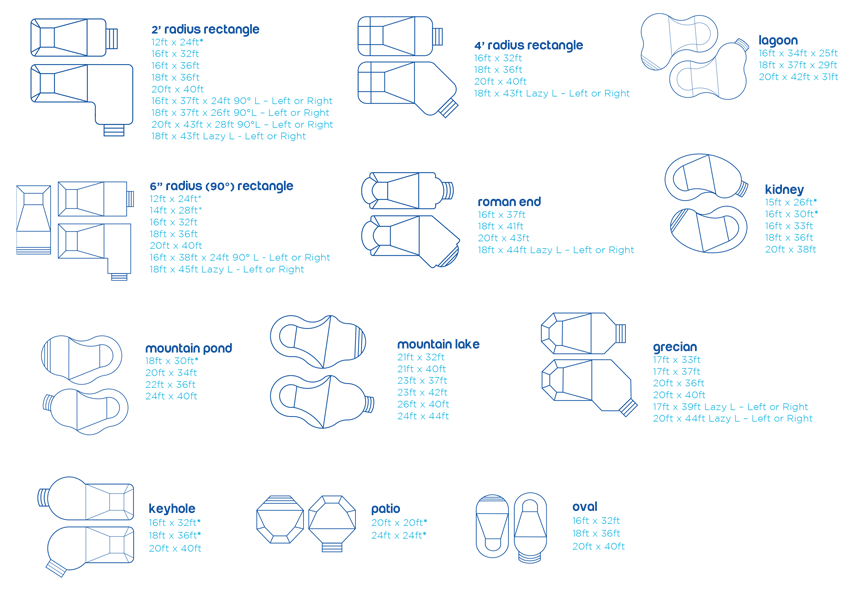 Inground Swimming Pool Shapes and designs. Custom Pool Shapes